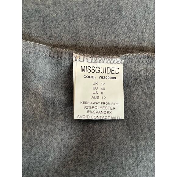 Women's MISSGUIDED Waterfall Gray Coat with Tie Belt Size UK 12/US 8 - Picture 6 of 7